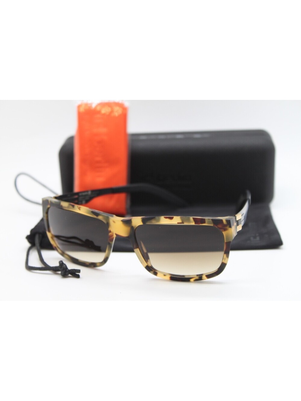 NEW IC! BERLIN NAMELESS 12 BLACK TORTOISE AUTHENTIC SUNGLASSES W/CASE 55-19